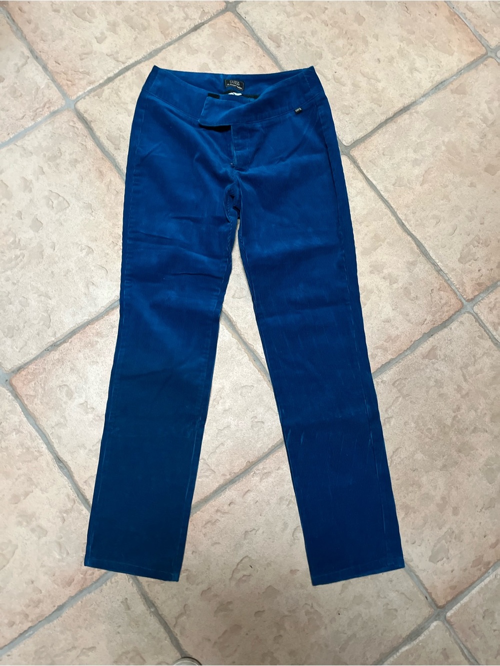 Guess Women's Straight Leg Corduroy Pants in Royal Blue